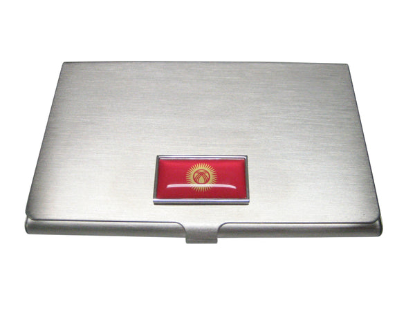 Thin Bordered Kyrgyzstan Kyrgyz Republic Kirghizia Flag Business Card Holder