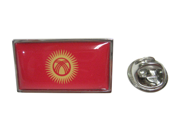 Thin Bordered Kyrgyzstan Kyrgyz Republic Kirghizia Flag Lapel Pin