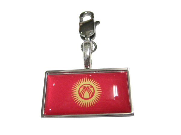 Thin Bordered Kyrgyzstan Kyrgyz Republic Kirghizia Flag Pendant Zipper Pull Charm