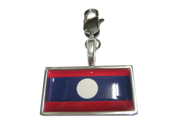 Thin Bordered Laos Flag Pendant Zipper Pull Charm