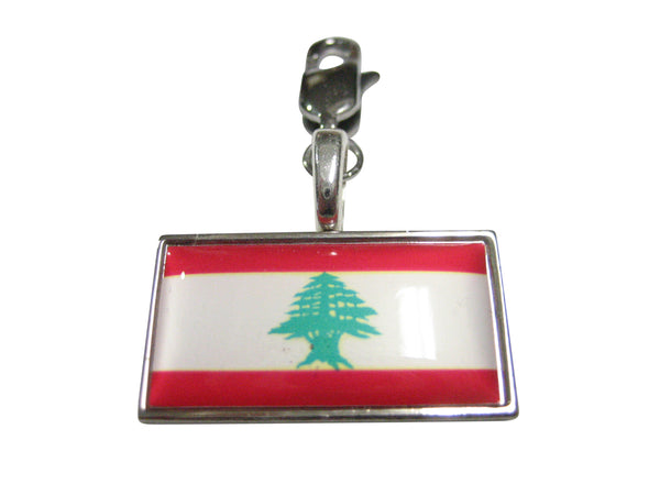 Thin Bordered Lebanon Flag Pendant Zipper Pull Charm