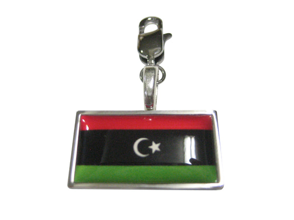 Thin Bordered Libya Flag Pendant Zipper Pull Charm