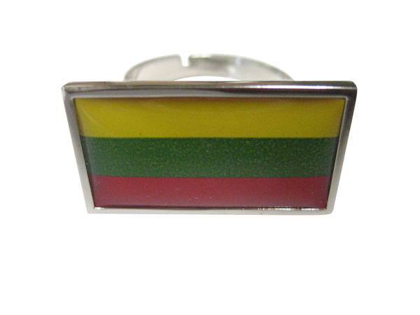 Thin Bordered Lithuania Flag Adjustable Size Fashion Ring