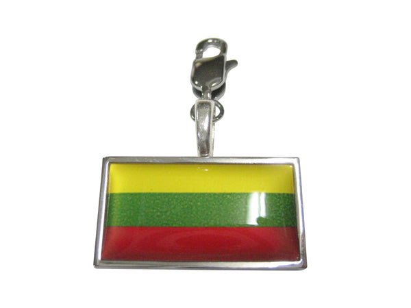 Thin Bordered Lithuania Flag Pendant Zipper Pull Charm