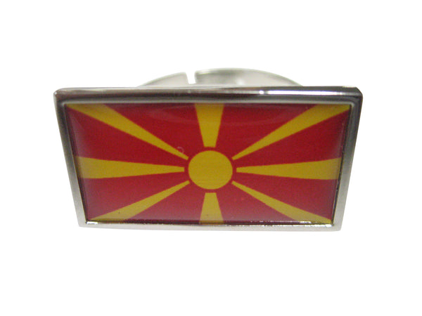 Thin Bordered Macedonia Flag Adjustable Size Fashion Ring
