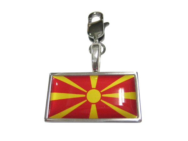 Thin Bordered Macedonia Flag Pendant Zipper Pull Charm