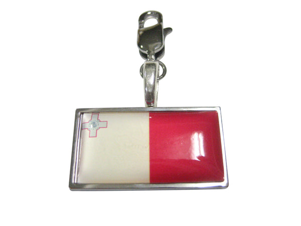 Thin Bordered Malta Flag Pendant Zipper Pull Charm