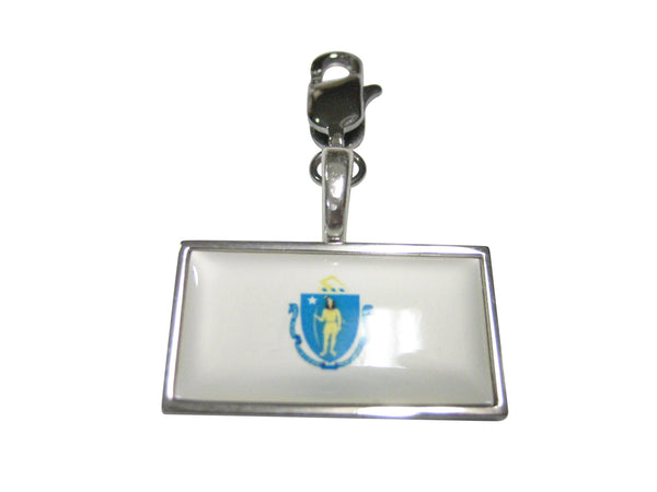 Thin Bordered Massachusetts State Flag Pendant Zipper Pull Charm