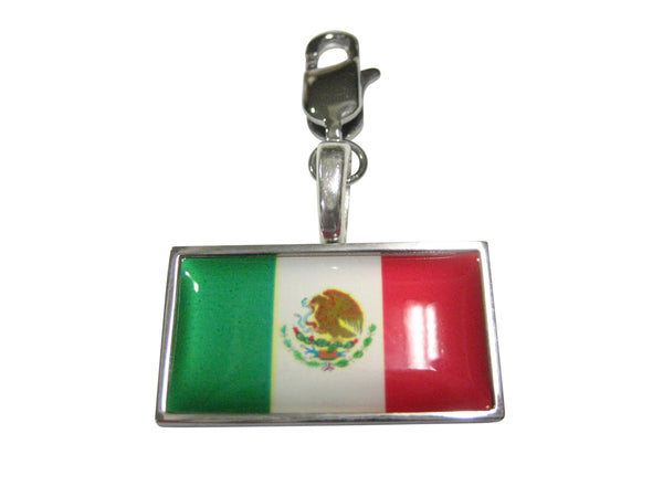 Thin Bordered Mexico Flag Pendant Zipper Pull Charm