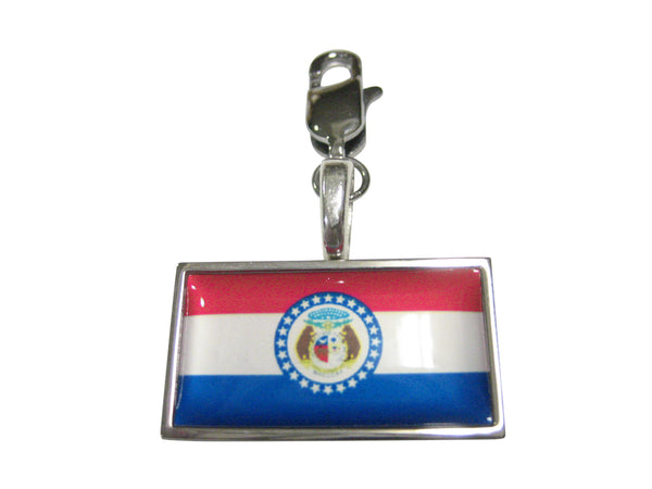 Thin Bordered Missouri State Flag Pendant Zipper Pull Charm