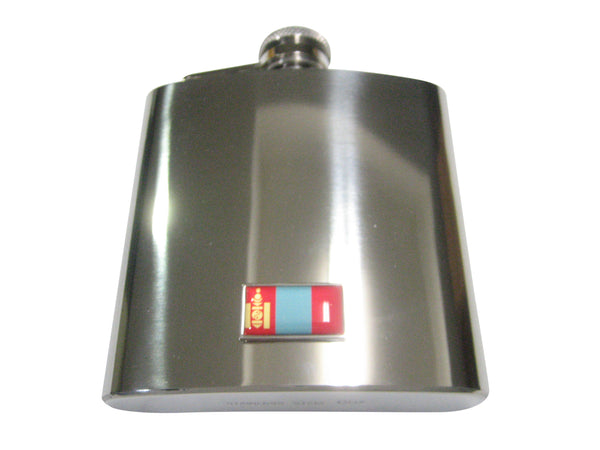 Thin Bordered Mongolia Flag 6oz Flask