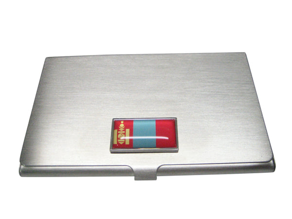 Thin Bordered Mongolia Flag Business Card Holder