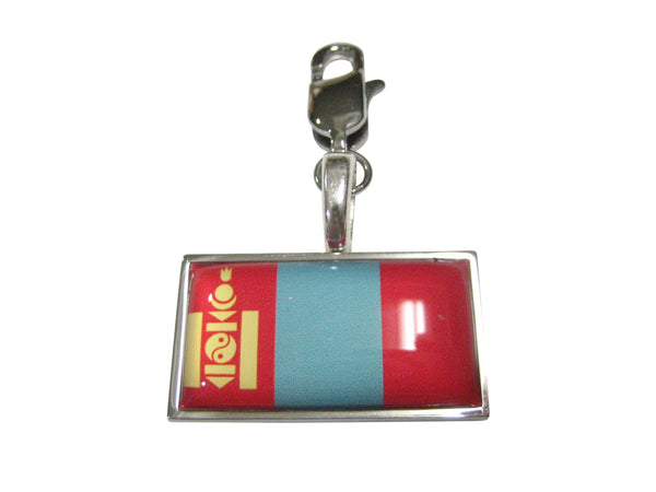 Thin Bordered Mongolia Flag Pendant Zipper Pull Charm