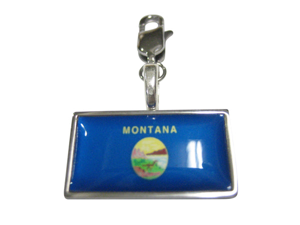 Thin Bordered Montana State Flag Pendant Zipper Pull Charm