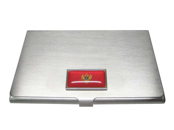 Thin Bordered Montenegro Flag Business Card Holder