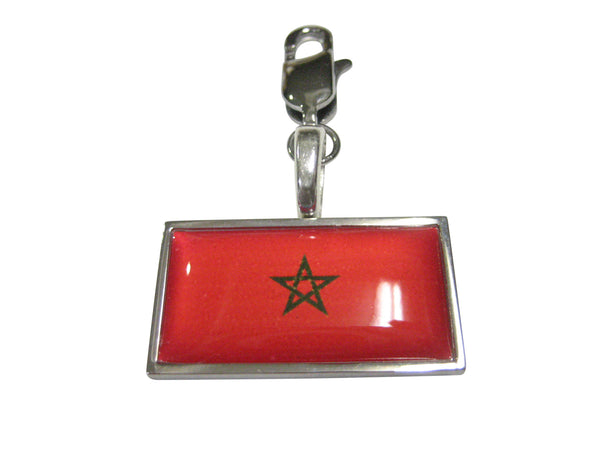 Thin Bordered Morocco Flag Pendant Zipper Pull Charm