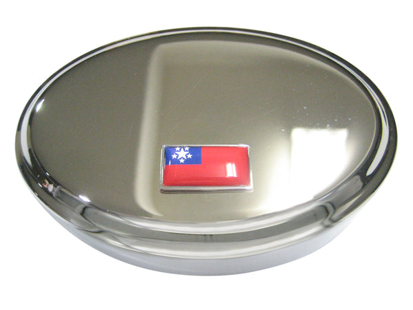 Thin Bordered Myanmar Burma Republic of the Union of Myanmar Flag Oval Trinket Jewelry Box
