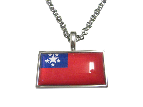Thin Bordered Myanmar Burma Republic of the Union of Myanmar Flag Pendant Necklace