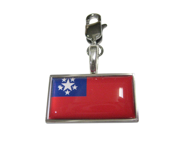 Thin Bordered Myanmar Burma Republic of the Union of Myanmar Flag Pendant Zipper Pull Charm