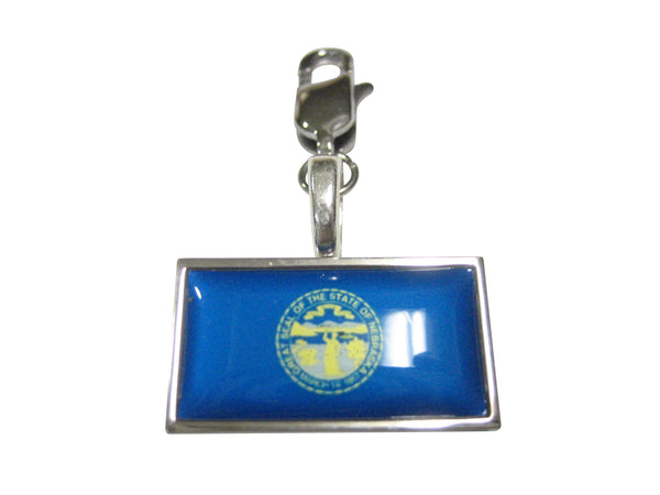 Thin Bordered Nebraska State Flag Pendant Zipper Pull Charm