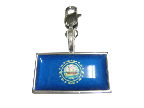 Thin Bordered New Hampshire State Flag Pendant Zipper Pull Charm