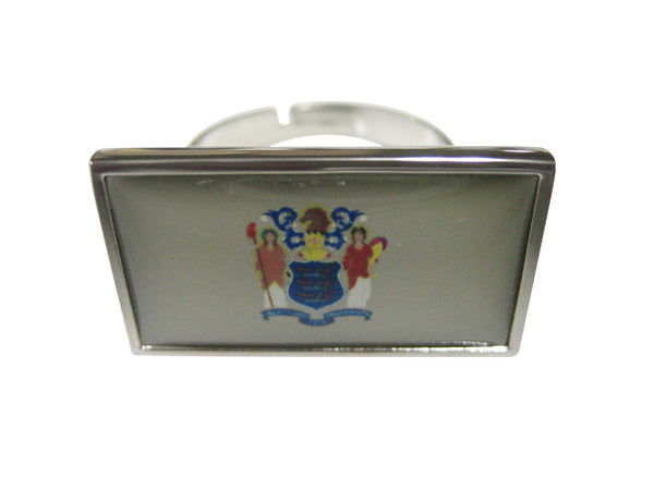 Thin Bordered New Jersey State Flag Adjustable Size Fashion Ring
