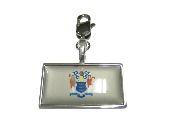 Thin Bordered New Jersey State Flag Pendant Zipper Pull Charm