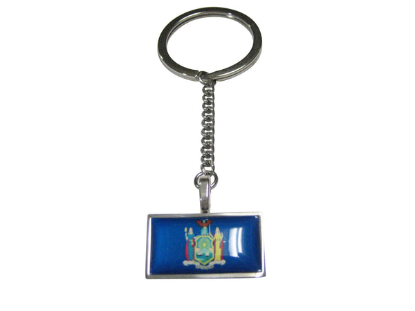 Thin Bordered New York State Flag Pendant Keychain