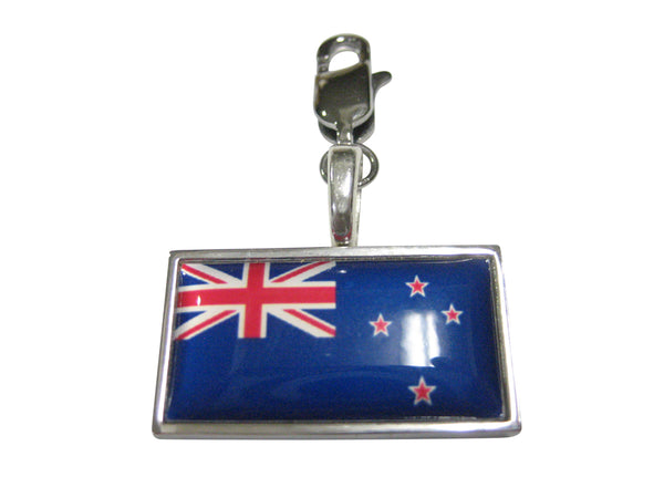 Thin Bordered New Zealand Flag Pendant Zipper Pull Charm