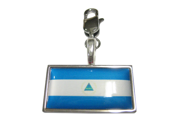 Thin Bordered Nicaragua Flag Pendant Zipper Pull Charm