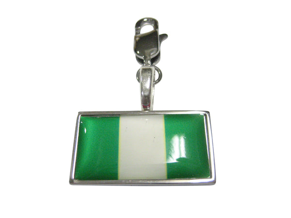 Thin Bordered Nigeria Flag Pendant Zipper Pull Charm