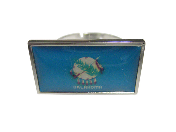 Thin Bordered Oklahoma State Flag Adjustable Size Fashion Ring