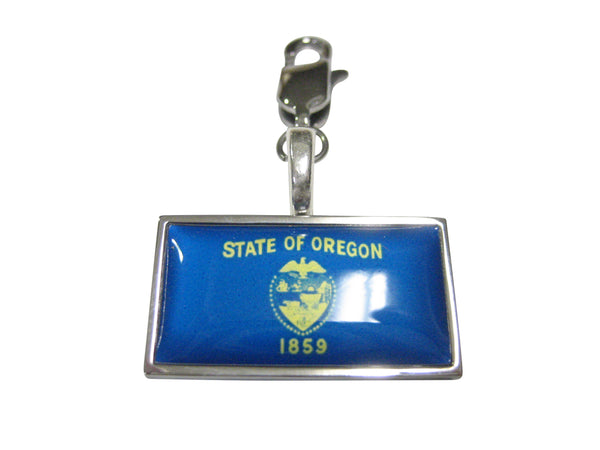 Thin Bordered Oregon State Flag Pendant Zipper Pull Charm
