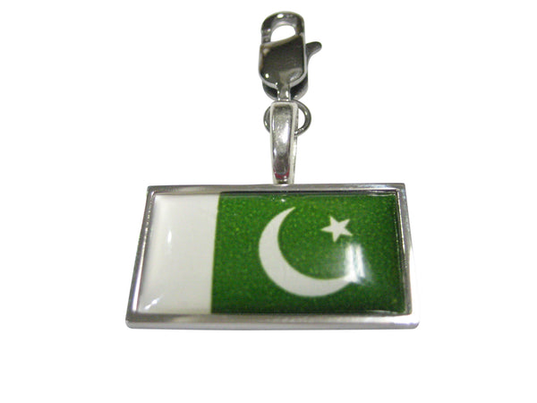 Thin Bordered Pakistan Flag Pendant Zipper Pull Charm
