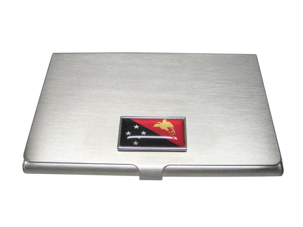 Thin Bordered Papua New Guinea Flag Business Card Holder