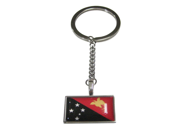 Thin Bordered Papua New Guinea Flag Pendant Keychain