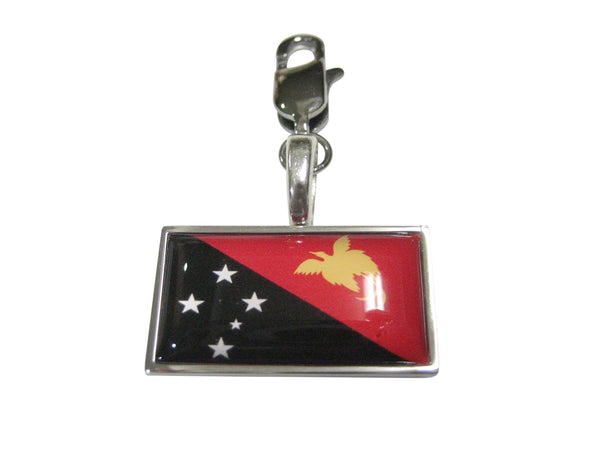 Thin Bordered Papua New Guinea Flag Pendant Zipper Pull Charm