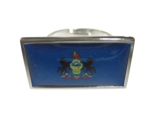 Thin Bordered Pennsylvania State Flag Adjustable Size Fashion Ring