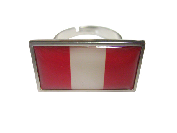 Thin Bordered Peru Flag Adjustable Size Fashion Ring