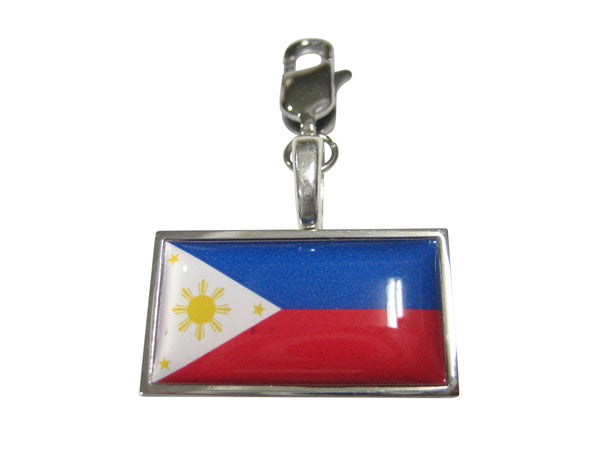 Thin Bordered Philippines Flag Pendant Zipper Pull Charm