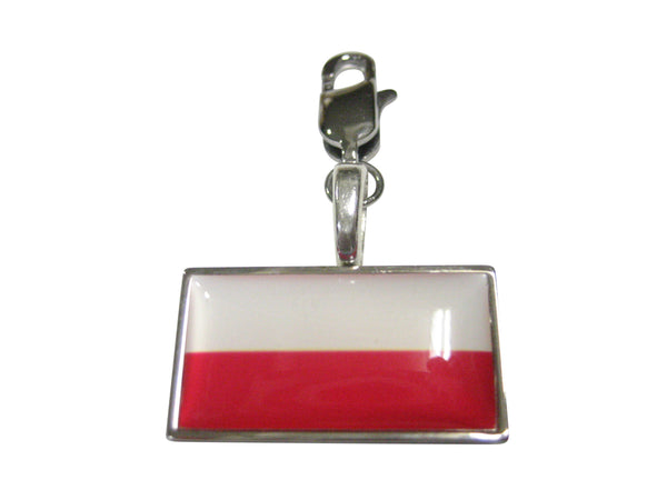 Thin Bordered Poland Flag Pendant Zipper Pull Charm