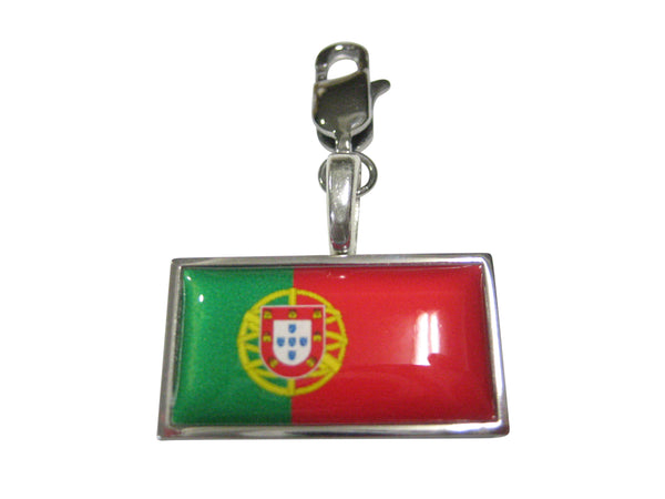 Thin Bordered Portugal Flag Pendant Zipper Pull Charm