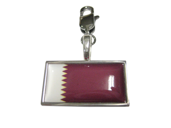 Thin Bordered Qatar Flag Pendant Zipper Pull Charm
