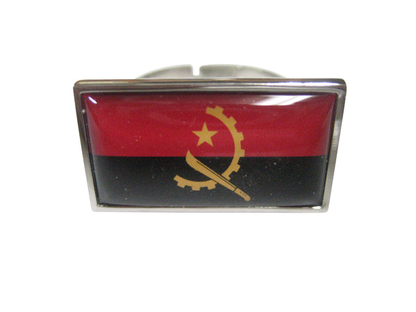Thin Bordered Republic of Angola Flag Adjustable Size Fashion Ring