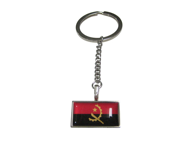 Thin Bordered Republic of Angola Flag Pendant Keychain