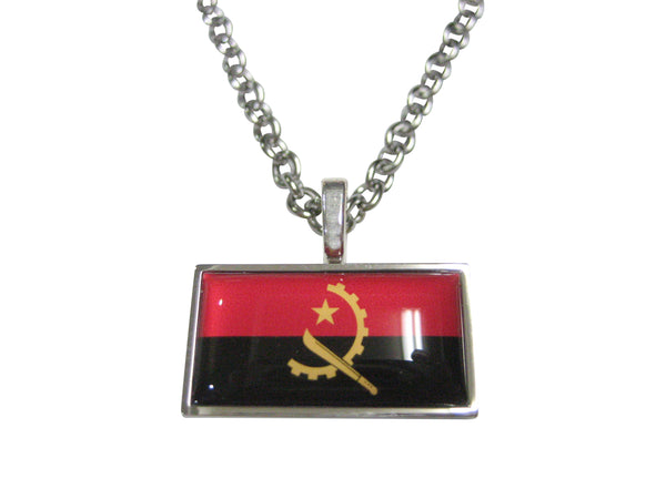 Thin Bordered Republic of Angola Flag Pendant Necklace
