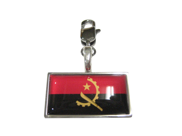 Thin Bordered Republic of Angola Flag Pendant Zipper Pull Charm