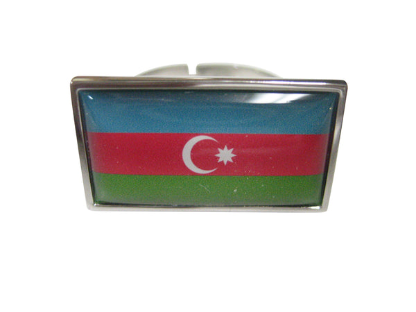 Thin Bordered Republic of Azerbaijan Flag Adjustable Size Fashion Ring