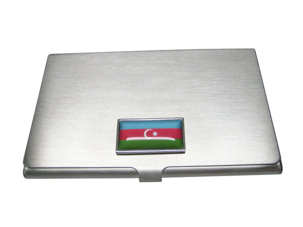 Thin Bordered Republic of Azerbaijan Flag Business Card Holder