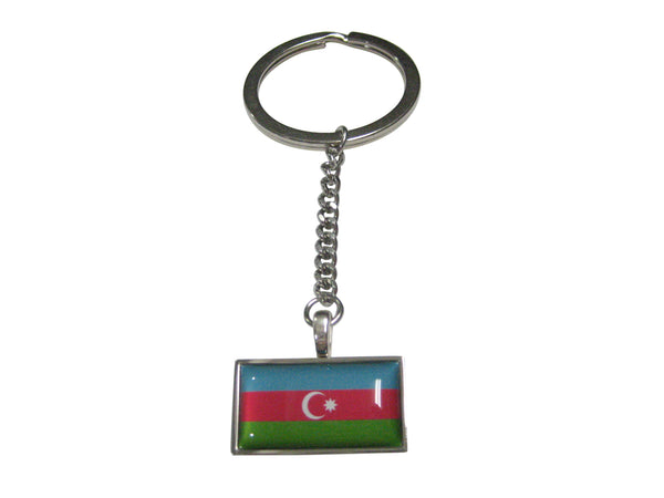 Thin Bordered Republic of Azerbaijan Flag Pendant Keychain